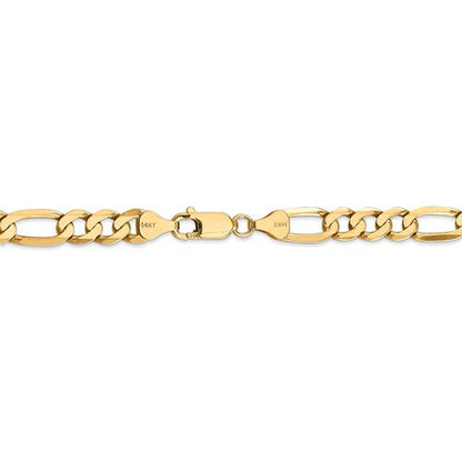 14k yellow gold 7mm flat figaro bracelet anklet choker necklace pendant chain
