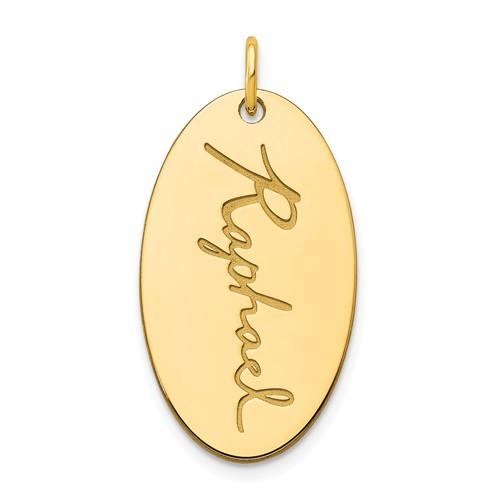 14k 10k Gold Sterling Silver Handwriting Name Oval Pendant Charm Personalized