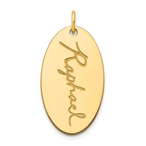 14k 10k gold sterling silver handwriting name oval pendant charm personalized