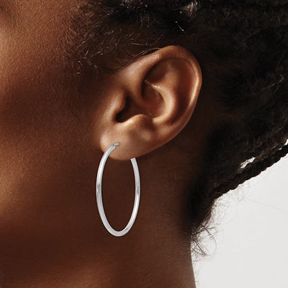 14k white gold round endless hoop earrings 38mm x 2mm