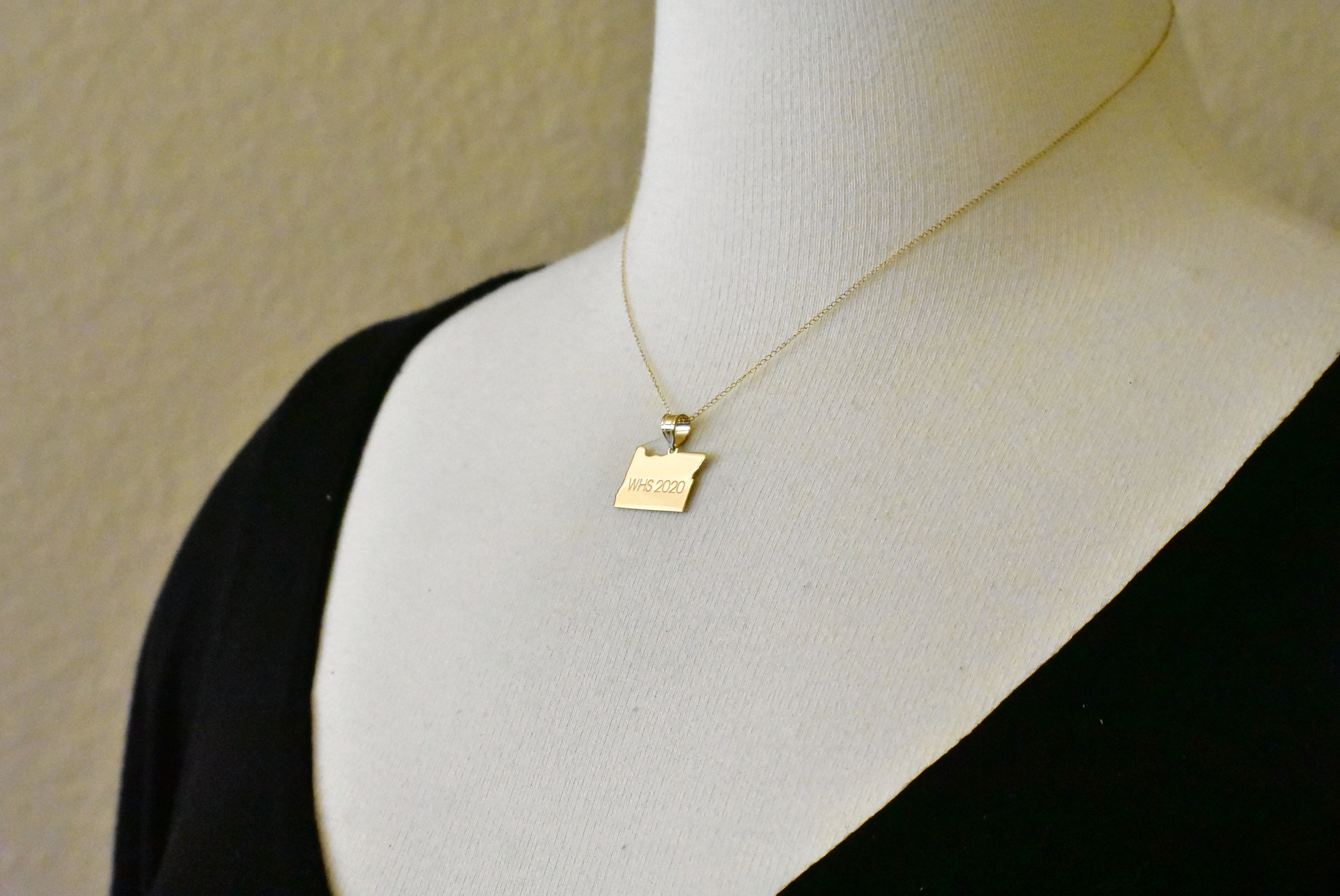 14K Gold or Sterling Silver Oregon OR State Map Pendant Charm Personalized Monogram