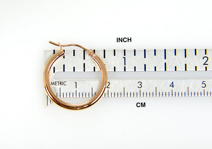 14k rose gold classic round hoop earrings 20mm x 2mm