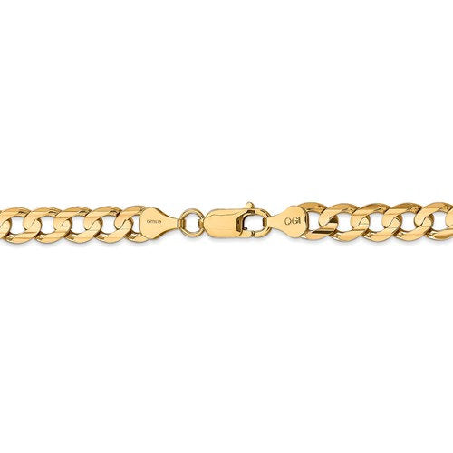 14k yellow gold 6.75mm open concave curb bracelet anklet choker necklace pendant chain