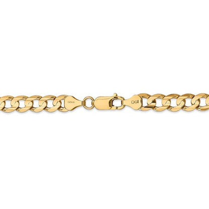 14k yellow gold 6.75mm open concave curb bracelet anklet choker necklace pendant chain