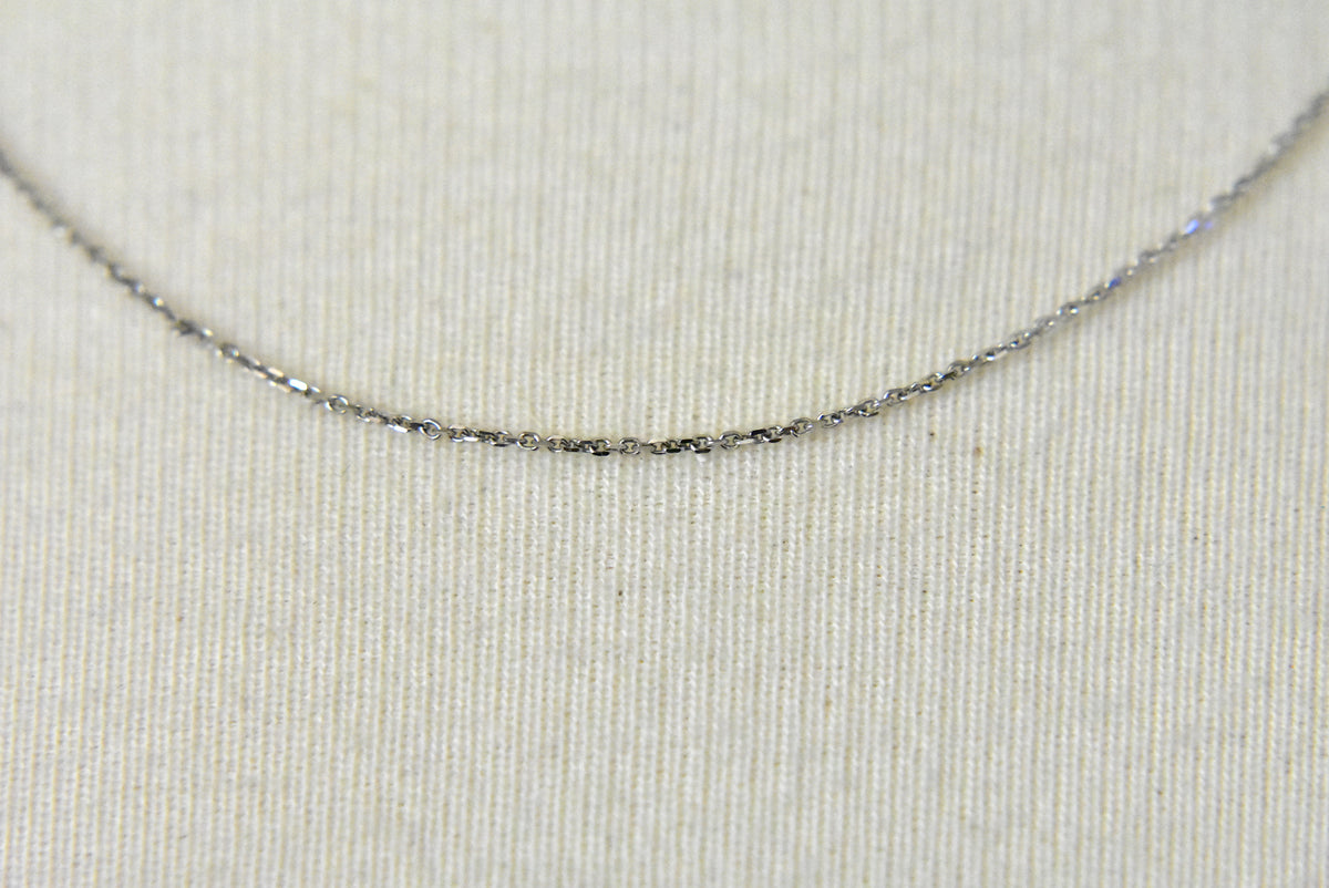 14k white  gold 0.8mm diamond cut cable bracelet anklet choker necklace pendant chain