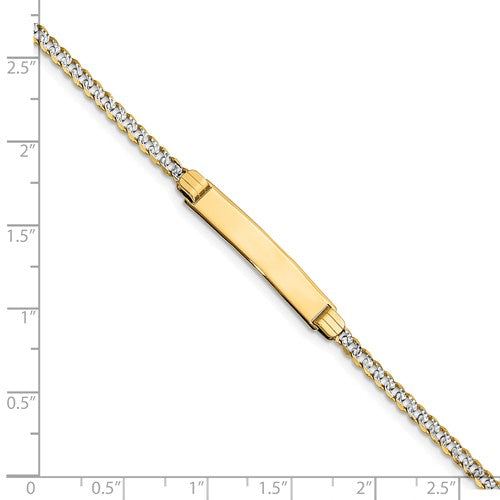 14k yellow gold pave curb link id name bracelet engraved 6 inches
