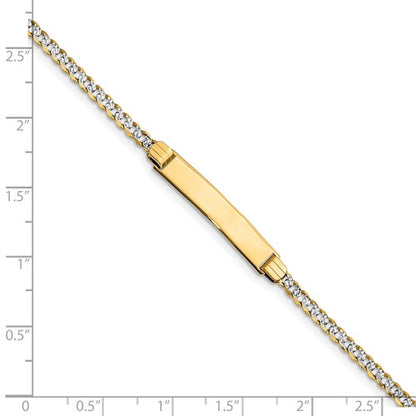 14k yellow gold pave curb link id name bracelet engraved 6 inches