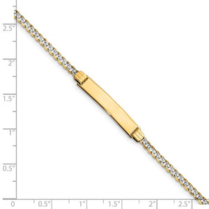 14k Yellow Gold Pave Curb Link ID Name Bracelet Engraved 6 inches