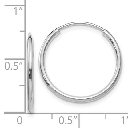 14k white gold classic endless round hoop earrings 19mm x 1.5mm
