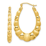 Load image into Gallery viewer, 10k Yellow Gold Shrimp Hoop Earrings Click Top Satin Polished 35mm x 24mm
