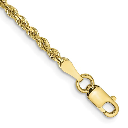 10k yellow gold 2mm diamond cut rope bracelet anklet choker necklace pendant chain