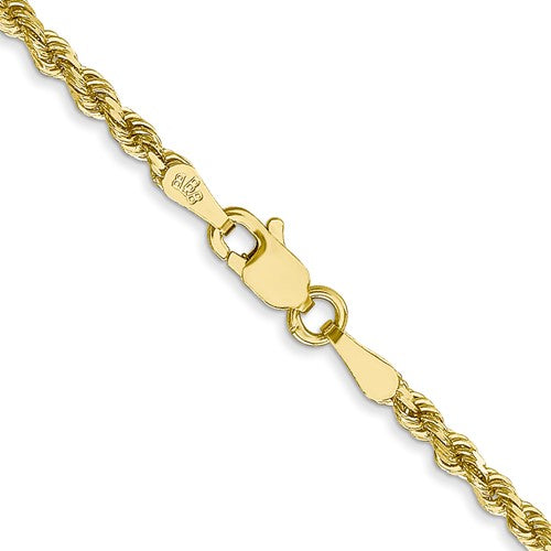 10k yellow gold 2.25mm diamond cut rope bracelet anklet choker necklace pendant chain