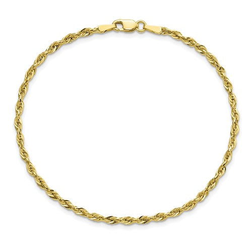 10k yellow gold 2.25mm diamond cut rope bracelet anklet choker necklace pendant chain