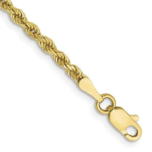10k Yellow Gold 2.25mm Diamond Cut Rope Bracelet Anklet Choker Necklace Pendant Chain