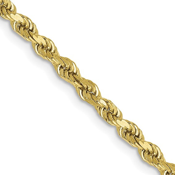 10k yellow gold 2.75mm diamond cut rope bracelet anklet choker necklace pendant chain