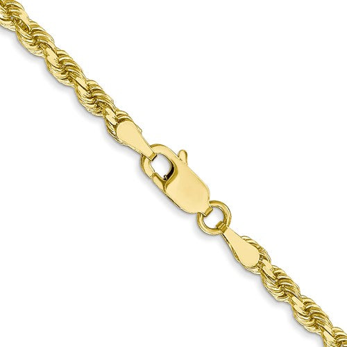 10k yellow gold 3mm diamond cut rope bracelet anklet choker necklace pendant chain