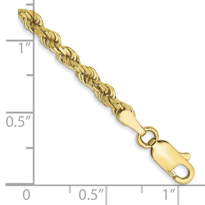 10k yellow gold 3mm diamond cut rope bracelet anklet choker necklace pendant chain
