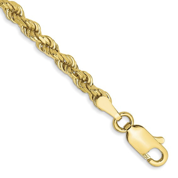 10k yellow gold 3mm diamond cut rope bracelet anklet choker necklace pendant chain