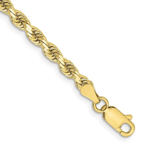 10k yellow gold 3.25mm diamond cut rope bracelet anklet choker necklace pendant chain