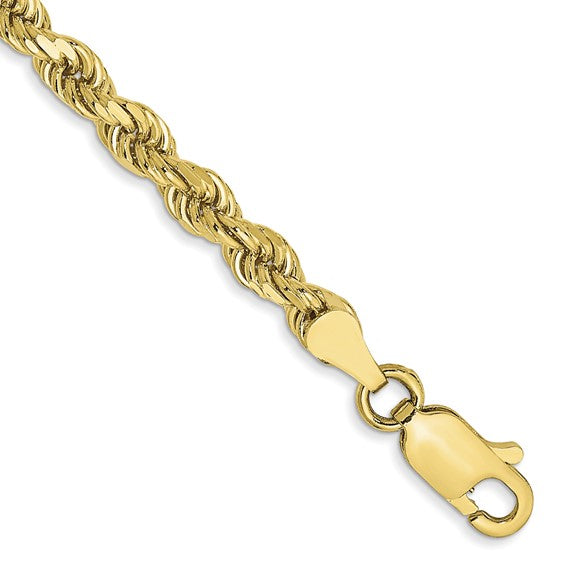 10k yellow gold 3.5mm diamond cut rope bracelet anklet choker necklace pendant chain