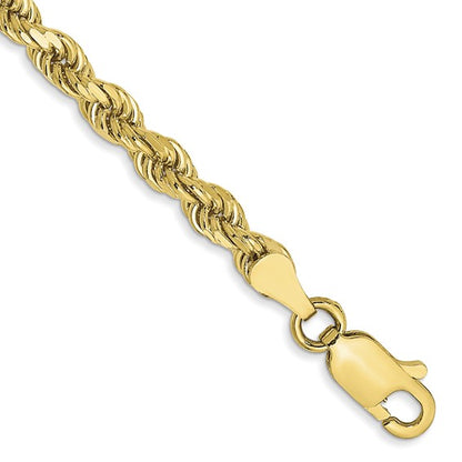 10k yellow gold 3.5mm diamond cut rope bracelet anklet choker necklace pendant chain
