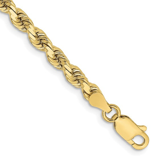 10k yellow gold 3.75mm diamond cut rope bracelet anklet choker necklace pendant chain