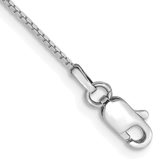 10K White Gold 0.9mm Box Bracelet Anklet Choker Necklace Pendant Chain Lobster Clasp