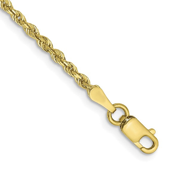 10k yellow gold 2mm diamond cut quadruple rope bracelet anklet choker necklace pendant chain