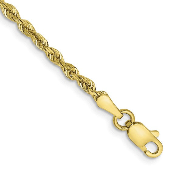 10k yellow gold 2.25mm diamond cut quadruple rope bracelet anklet choker necklace pendant chain