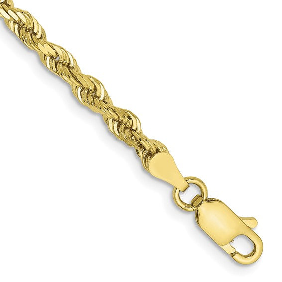 10k Yellow Gold 3.35mm Diamond Cut Quadruple Rope Bracelet Anklet Choker Necklace Pendant Chain