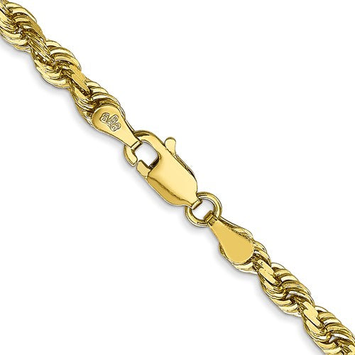 10k Yellow Gold 4mm Diamond Cut Quadruple Rope Bracelet Anklet Choker Necklace Pendant Chain