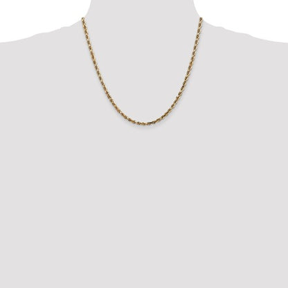 10k yellow gold 4mm diamond cut quadruple rope bracelet anklet choker necklace pendant chain