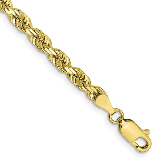 10k Yellow Gold 4mm Diamond Cut Quadruple Rope Bracelet Anklet Choker Necklace Pendant Chain