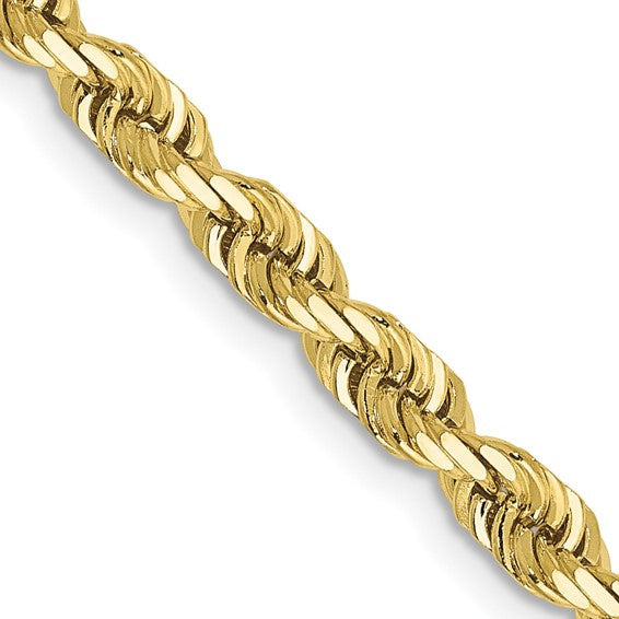 10k yellow gold 4mm diamond cut quadruple rope bracelet anklet choker necklace pendant chain