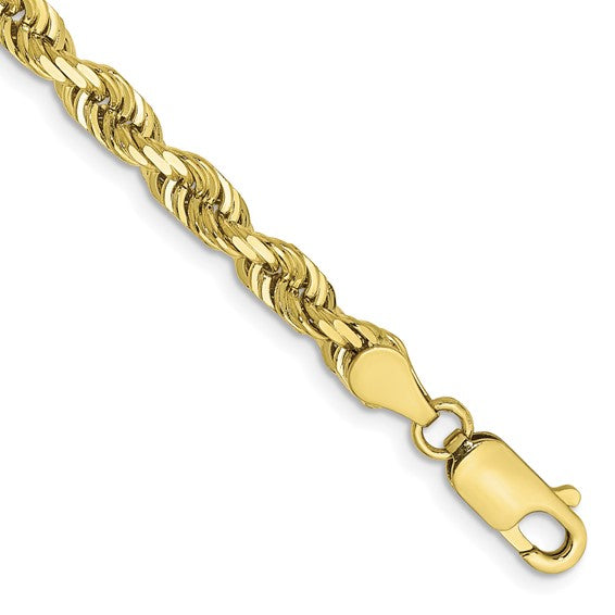 10k Yellow Gold 4.5mm Diamond Cut Quadruple Rope Bracelet Anklet Choker Necklace Pendant Chain