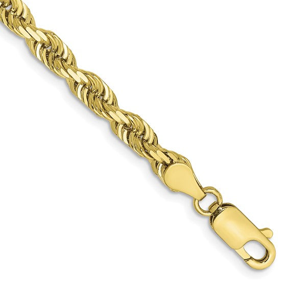 10k yellow gold 4.5mm diamond cut quadruple rope bracelet anklet choker necklace pendant chain