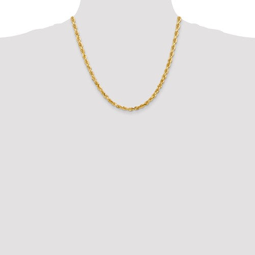 10k yellow gold 5mm diamond cut quadruple rope bracelet anklet choker necklace pendant chain