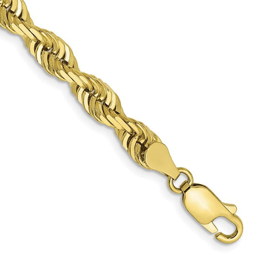 10k yellow gold 5mm diamond cut quadruple rope bracelet anklet choker necklace pendant chain