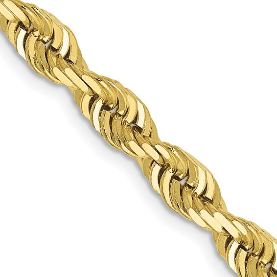 10k yellow gold 5mm diamond cut quadruple rope bracelet anklet choker necklace pendant chain
