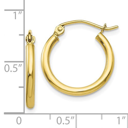 10k yellow gold classic round hoop click top earrings 18mm x 2mm