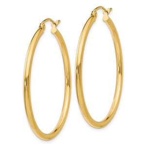 10k Yellow Gold Classic Round Hoop Click Top Earrings 35mm x 2mm