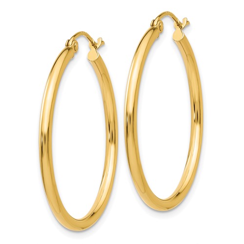 10k yellow gold classic round hoop click top earrings 31mm x 2mm