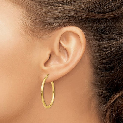 10k yellow gold classic round hoop click top earrings 31mm x 2mm