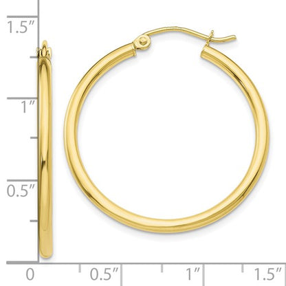 10k yellow gold classic round hoop click top earrings 31mm x 2mm