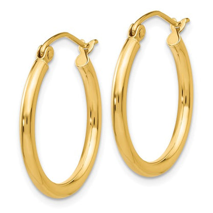 10k yellow gold classic round hoop click top earrings 20mm x 2mm