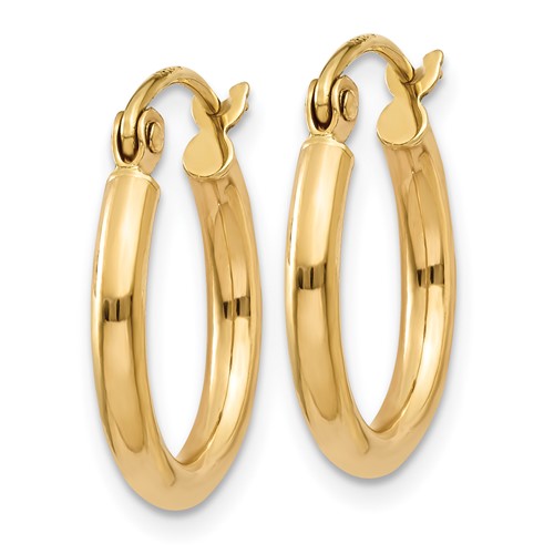 10k yellow gold classic round hoop click top earrings 15mm x 2mm