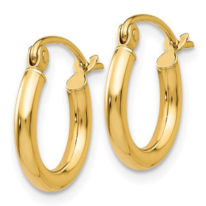 10k Yellow Gold Classic Round Hoop Click Top Earrings 12mm x 2mm