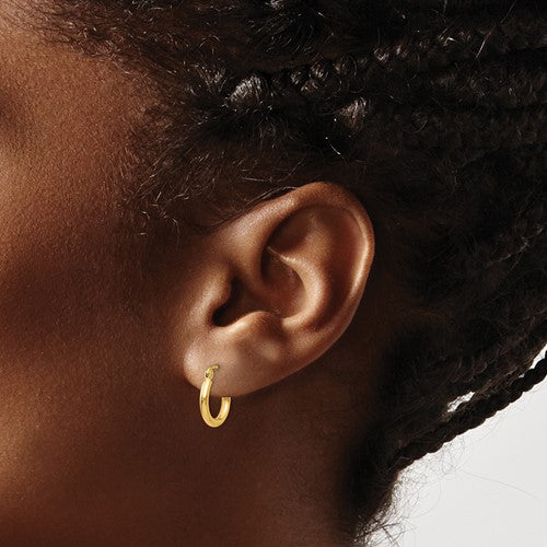 10k yellow gold classic round hoop click top earrings 12mm x 2mm