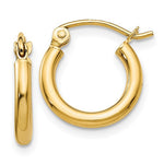 이미지를 갤러리 뷰어에 로드 , 10k Yellow Gold Classic Round Hoop Click Top Earrings 12mm x 2mm

