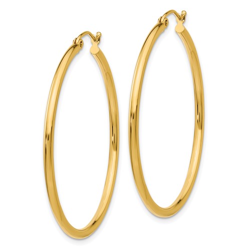 10k yellow gold classic round hoop click top earrings 40mm x 2mm